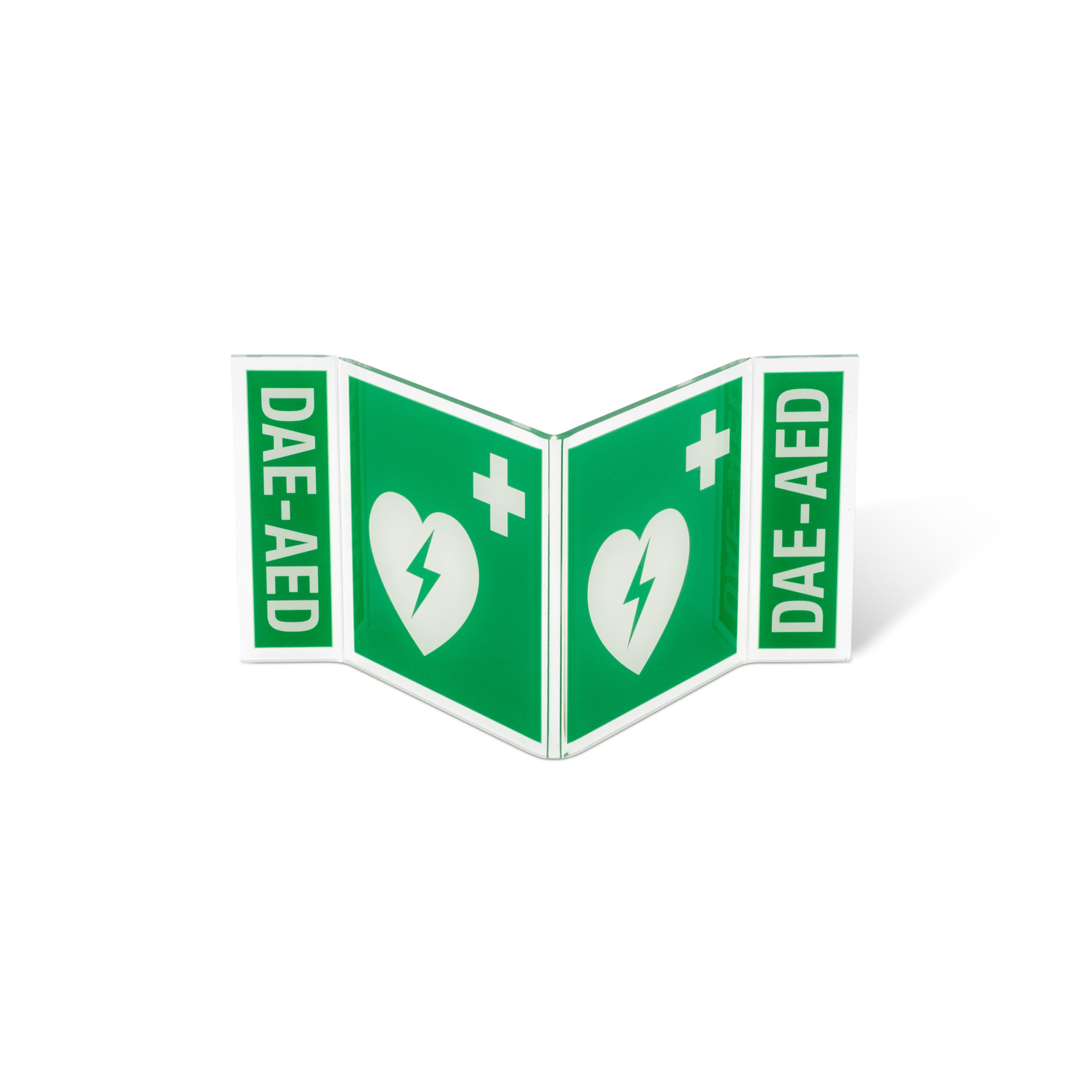 DOUBLE-SIDED DAE-AED 26.5X12 CM PLEXIGLASS SIGN FOR DEFIBRILLATOR - PVS-SPA